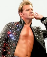 Chris Jericho Sparkle Light Up Black Leather Jacket