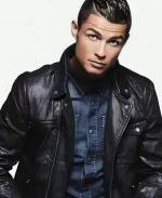 Cristiano Ronaldo Black Leather Jacket