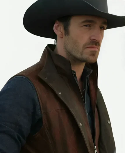 Davis Collins Ransom Canyon 2025 Eoin Macken Brown Leather Quilted Vest