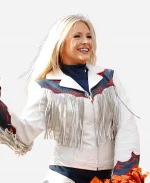 Denver Broncos Cheerleaders Fringe Jacket - White