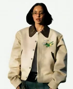 Dina Ayada Paris Fashion Week 2026 Beige Leather Jacket