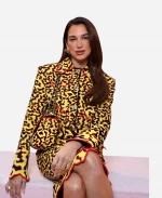 Dua Lipa Leopard Print Tweed Skirt