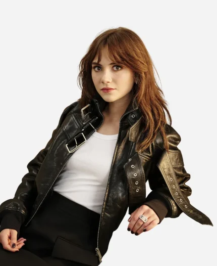 Emilia Jones Movie Charlie Harper 2025 Harper Black Leather Jacket