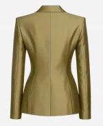 Emmanuelle Chriqui Joy to the World 2025 Joy Golden Satin Blazer