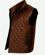Eoin Macken Brown Leather Quilted Vest