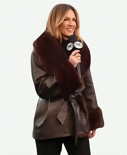 Erin Andrews NFC Championship Brown Fur Coat