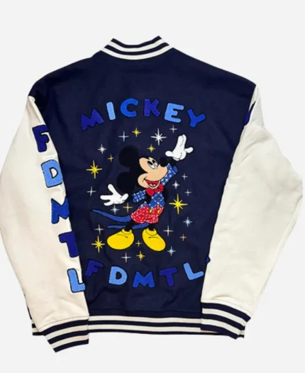 FDMTL Mickey Mouse Navy Blue & White Baseball Jacket