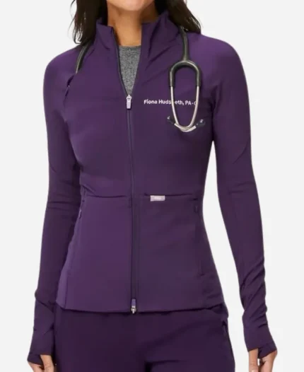 Figs On-Shift ContourKnit Purple Full Zip Jacket