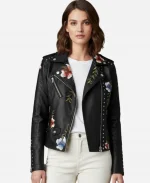 Floral Black Leather Jacket