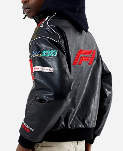 Formula 1 x PacSun Pole Position Black Leather Jacket