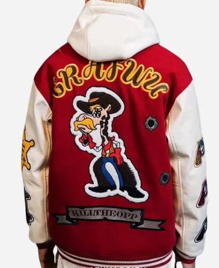GRAF WU Red Letterman Varsity Jacket