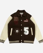 GRAF&WU Blokecore Floral Brown Leather Sleeve Jacket