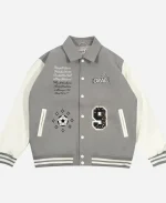 GRAF&WU Blokecore Floral Grey Leather Sleeve Jacket