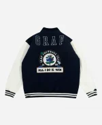 GRAF&WU Blokecore Floral Leather Sleeve Jacket - Navy Blue