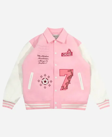 GRAF&WU Blokecore Floral Pink Leather Sleeve Jacket