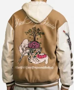 GRAF&WU Brainpower Potted Plant Brown Leather Baseball Jacket