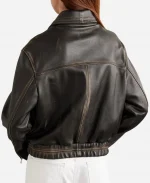 Gigi Hadid 2026 Black Bomber Leather Jacket