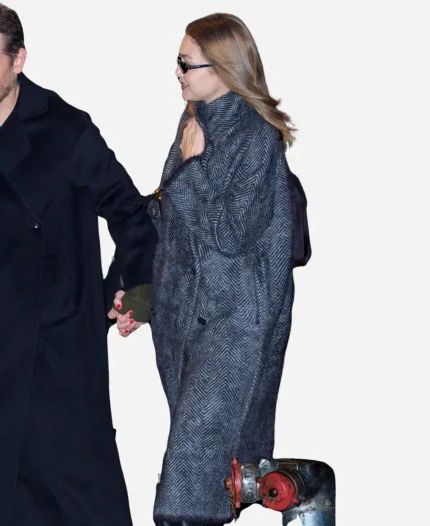 Gigi Hadid Broadway Show New Year City Grey Wool Coat