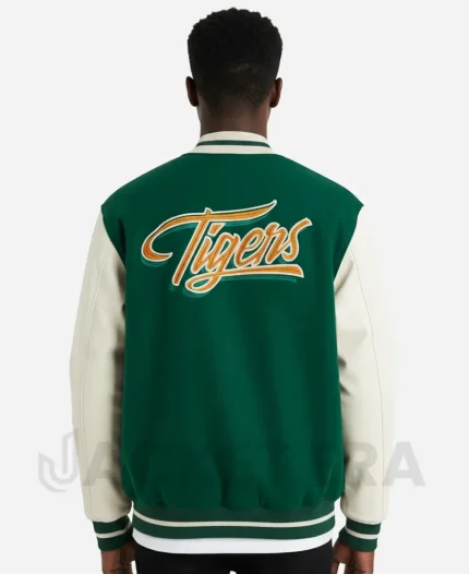 H&M x Stranger Things Hawkins Tigers Green Varsity Jacket