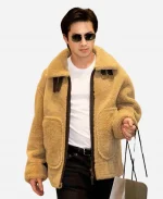 Hudson Williams Camel Shearling Aviator Jacket