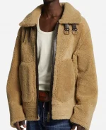 Hudson Williams Giorgio Armani Camel Shearling Aviator Jacket