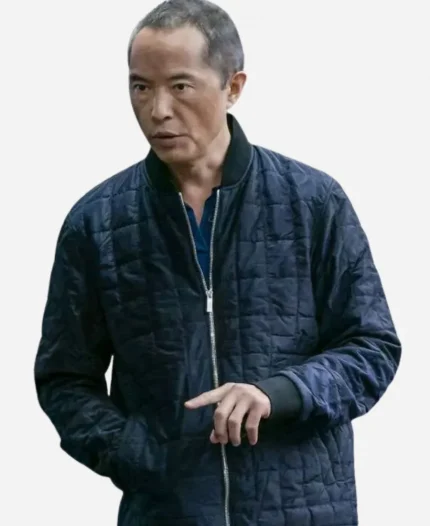 Industry Ken Leung Quilted Blue Bomber Jacket
