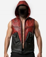  Jason Todd Red Leather Hooded Vest 