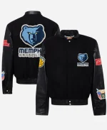 Jeff Hamilton Memphis Grizzlies Black Wool & Leather Varsity Jacket