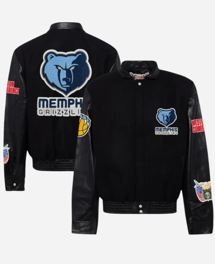 Jeff Hamilton Memphis Grizzlies Black Wool & Leather Varsity Jacket