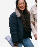 Joanna Gaines Fixer Upper Colorado Mounatin House Blue Sherpa Bomber Jacket