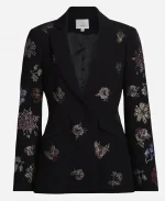 Joy Behar The View 2025 Black Floral Embellished Blazer