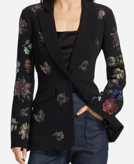Joy Behar The View Black Floral Embellished Blazer