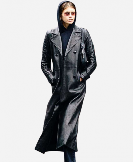 Kaia Jordan Gerber The Matrix Trench Coat - Black