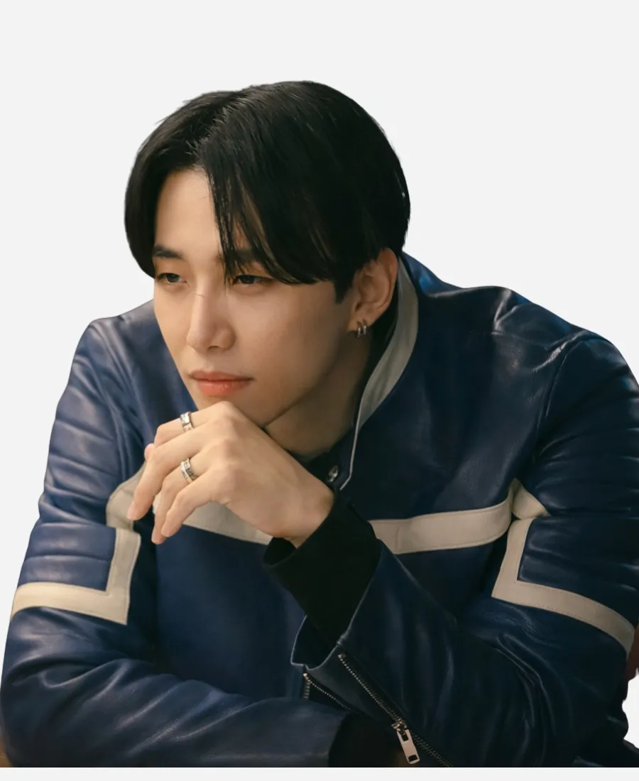 Kang Tae-Pung Typhoon Family Leather Jacket - Blue Kang Tae-Pung Typhoon Family Leather Jacket - Blue