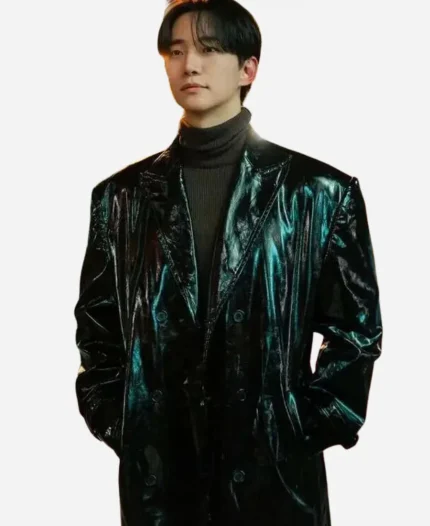 Kang Tae-Pung Typhoon Family S01 Lee Jun-ho Black Leather Coat