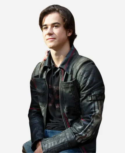 Keean Johnson Alita Battle Angel Hugo Black Biker Leather Jacket