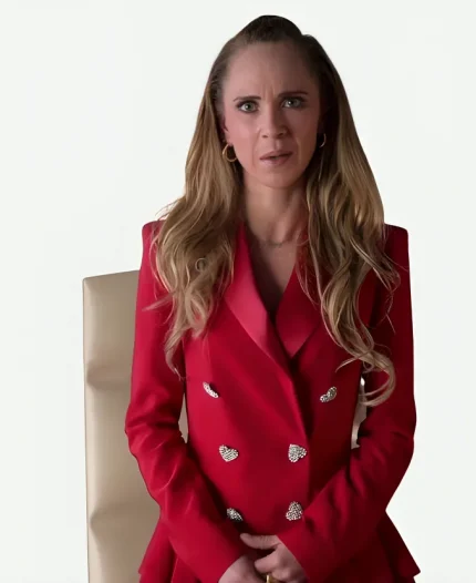 Keeley Ted Lasso S02 Juno Temple Pink Heart Button Wool Blazer