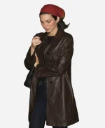 Kendall Jenner Los Angeles Brown Leather Coat
