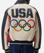 Kith & AVIREX Team USA Navy Leather Bomber Jacket