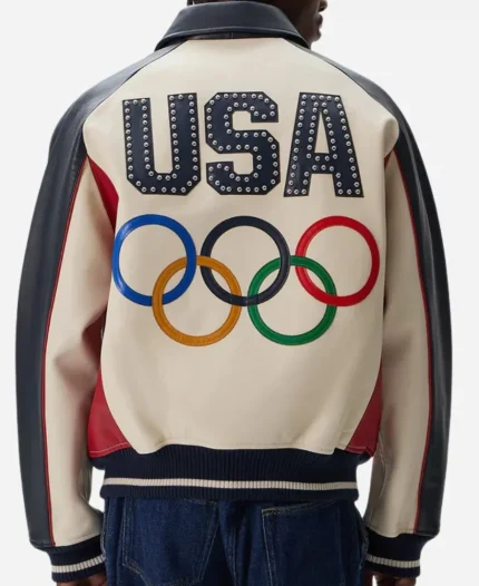 Kith & AVIREX Team USA Navy Leather Bomber Jacket