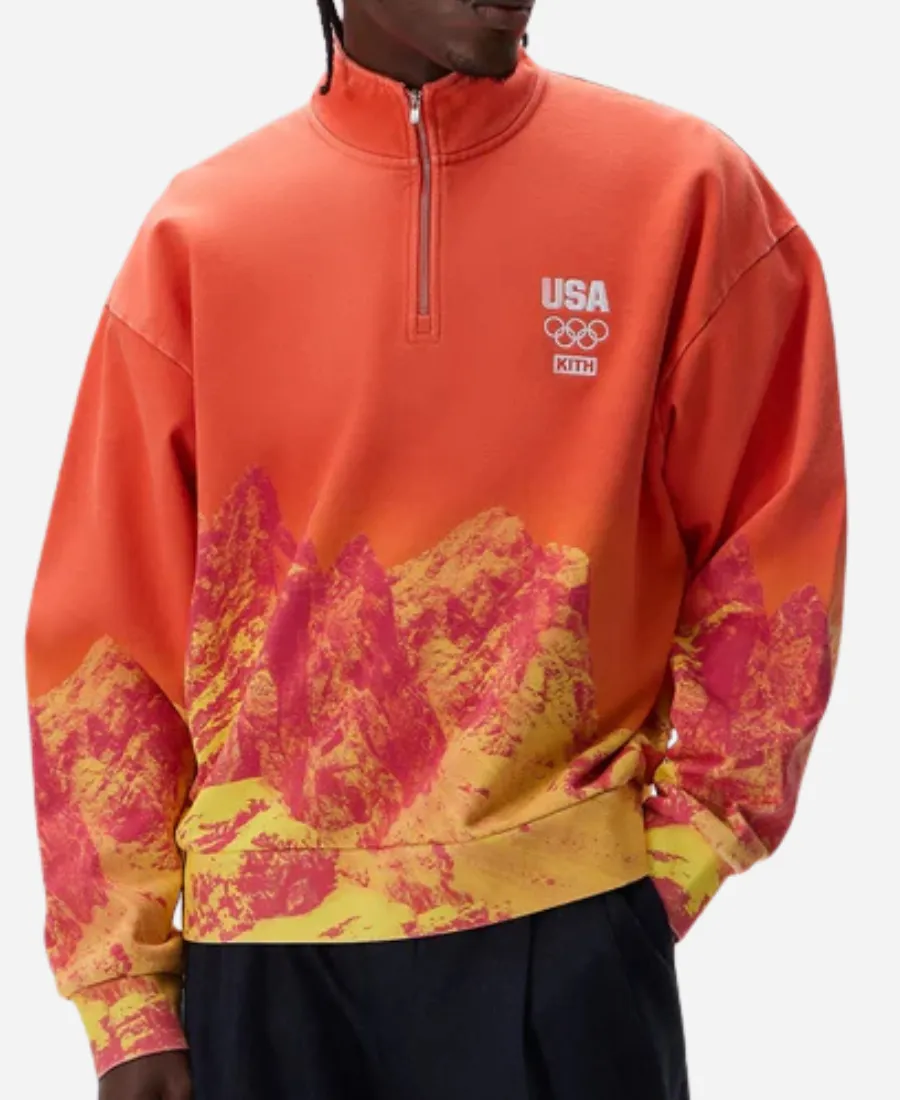 Kith Team USA Winter Mountain Orange Sweatshirt Kith Team USA Winter Mountain Orange Sweatshirt