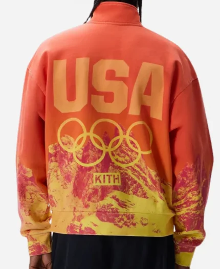 Kith for Team USA 2026 Winter Mountain Orange Half Zip Sweatshirt