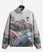 Kith for Team USA 2026 Winter Mountain White Half–Zip Sweatshirt