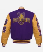 Kobe Bryant Lakers Mamba Varsity Jacket in Yellow and Purple