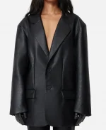 Kris Jenner Black Leather Blazer