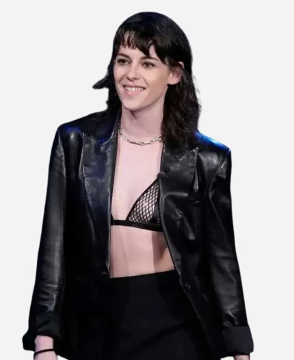 Kristen Stewart Black Leather Blazer