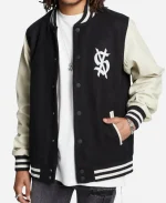 Ksubi King Black and Cream Letterman Varsity Jacket - For Sale