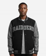 Las Vegas Raiders Grey & Black Letterman Jacket