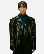 Lee Jun-ho Typhoon Family Leather Coat - Black