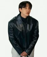 Lee Jun-ho Typhoon Family Leather Jacket - Black